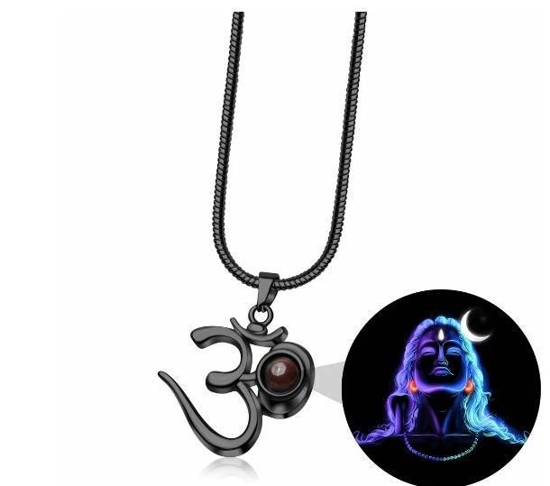 Shiva OM Pendant With Glowing Adiyogi Photo Inside