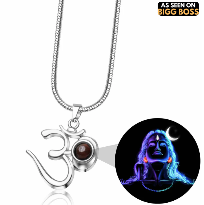 Shiva OM Pendant With Glowing Adiyogi Photo Inside